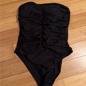 Black Strapless One Piece Swimsuit